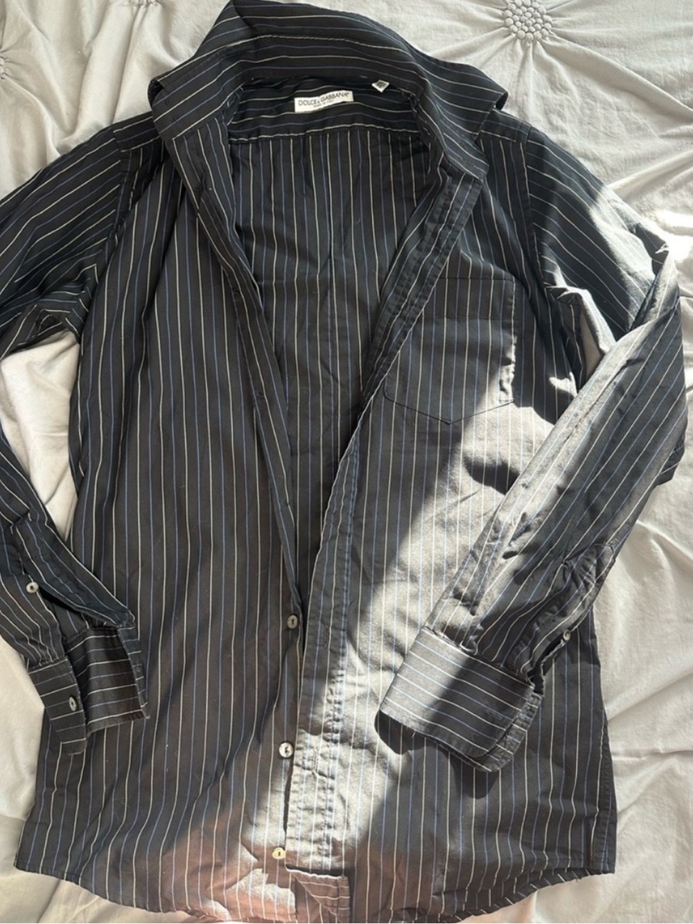 Dolce & Gabbana Black Pinstripe Lightweight Shirt Jacket